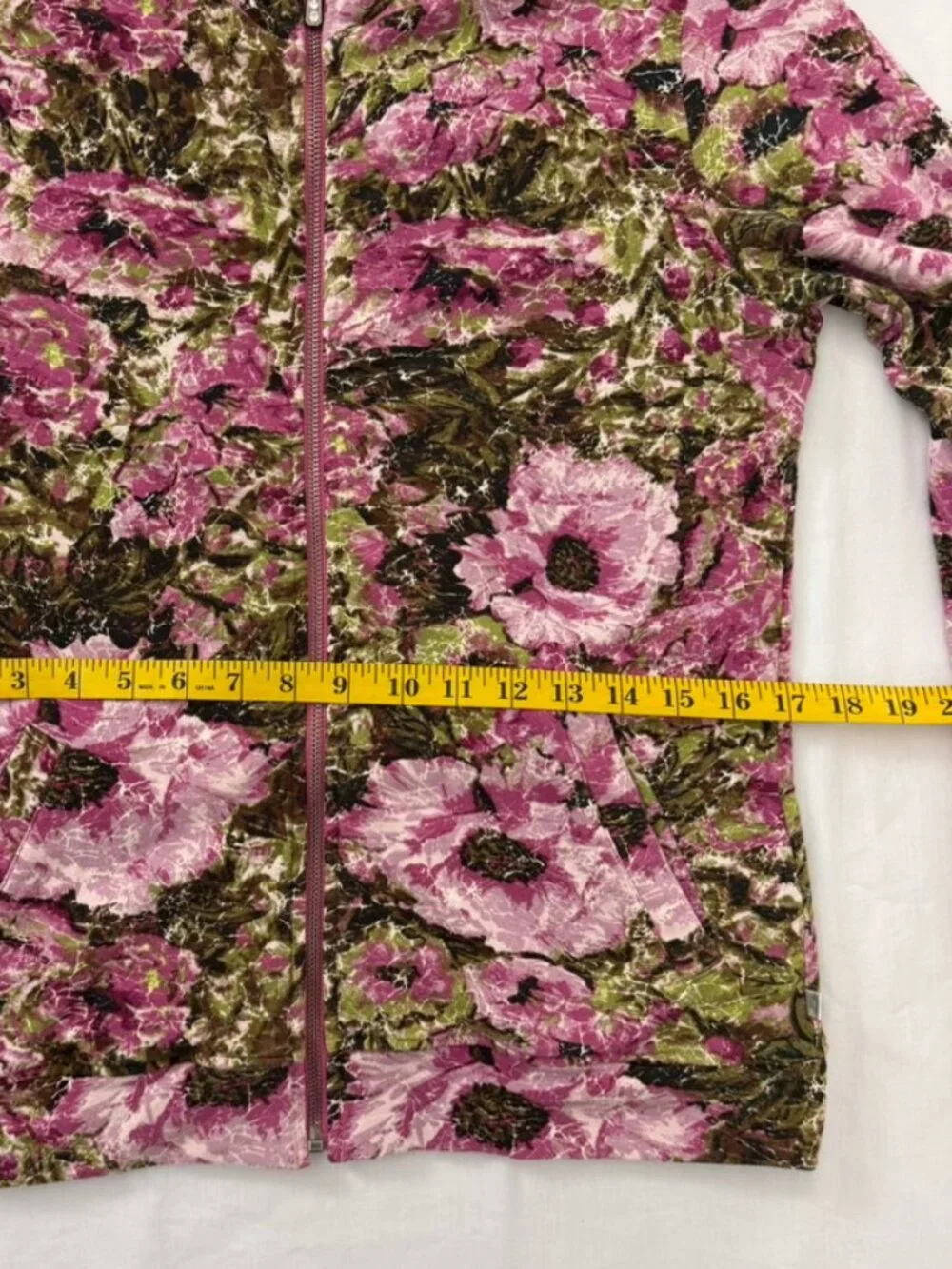 Zenergy By Chico’s Floral Zip Front Jacket Womens 0/Small Rhinestone Zip Stretch - Picture 10 of 15